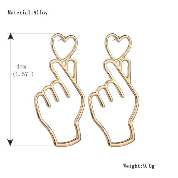 Heart Outline hand gestures dangle earrings - Picture 3 of 4